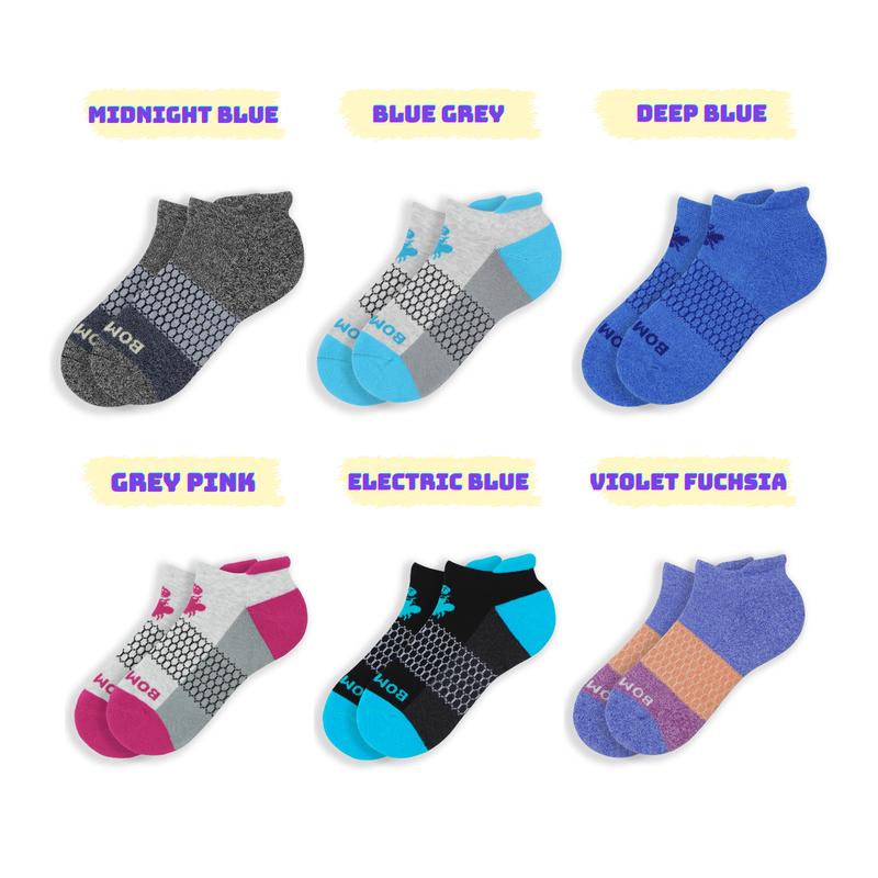 Set of 3 Pairs Bombas Socks | Size S, M, L | Full Color | Ankle - High Knee - Noshow Socks for Unisex | Compression Socks, Running Socks