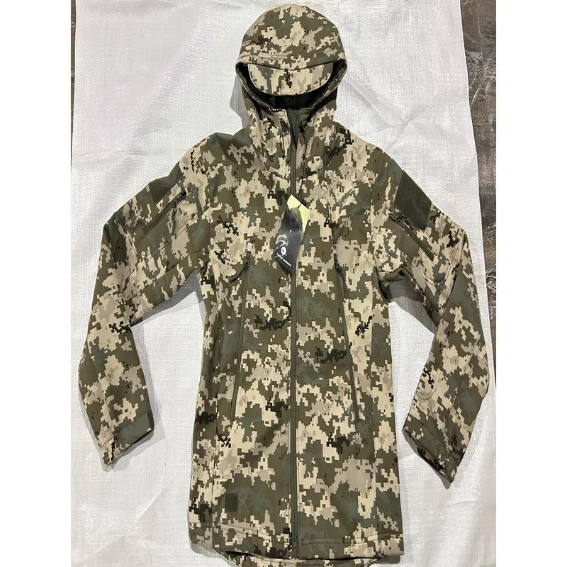 Men's Camouflage Printed Soft Shell Jacket, Multi-Pocket Hooded Jacket, Waterproof and Windproof Outdoor Jacket, Suitable for Hiking and Camping