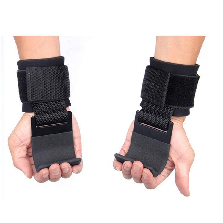 Weight lifting hook grip strength: a pair of -8mm thick filled chloroprene rubber, double stitching, anti slip coating, using high-quality training hook gloves to fix grip strength and achieve goals