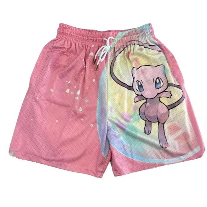 Pokemon Mew Culture Shorts Pink Gym Shorts Sport Knee Pants Basktetball Shorts