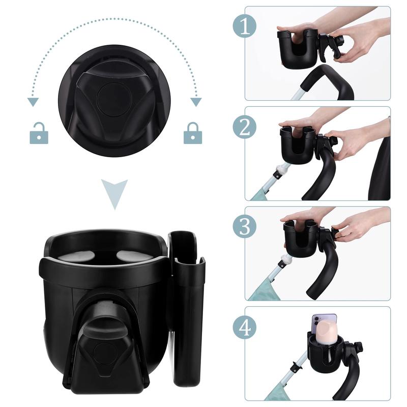 Universal cup holder, adjustable outdoor cup holder with mobile phone holder, suitable for wheelchairs, walkers, bicycles, scooters, can be a gift for your family.