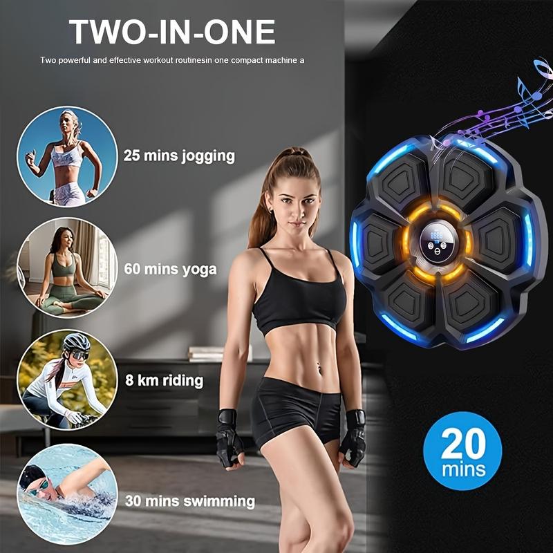 Smart Music Boxing Machine, with LED Electronic Wall-Mounted Wireless Training Machine, Adult Electronic Boxing Machine, Exercise Muscles, Home Entertainment Fitness Equipment, Equipped with Two Pairs of High Quality Boxing Glove, Durable, Easy to Install