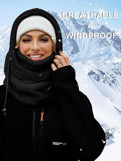 Fleece Ski Mask for Men & Women, Perfect ,Winter Face Masks Windproof Hooded Scarf Neck Warmer |Queen Choice|