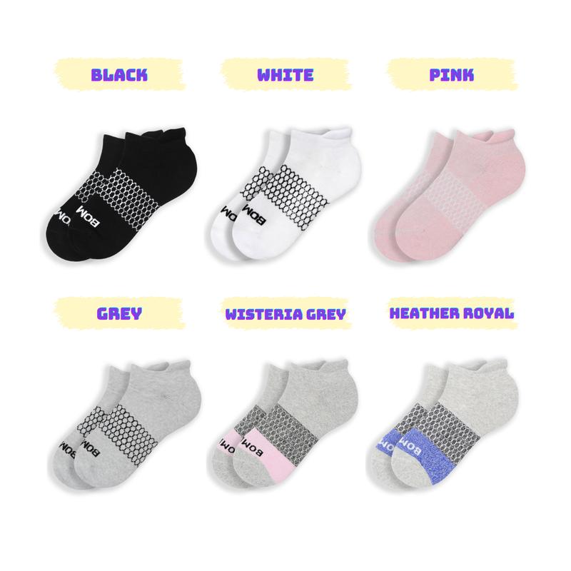 Set of 3 Pairs Bombas Socks | Size S, M, L | Full Color | Ankle - High Knee - Noshow Socks for Unisex | Compression Socks, Running Socks