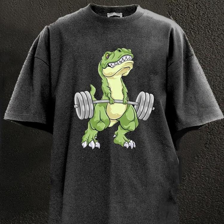 WEIGHTLIFTING DINOSAUR GYM SHIRT for Him, Motivated Gym T-shirt, Fitness gift for Workout Enthusiasts, Weightlifters, Bodybuilding Shirt, Pump Cover Gym Tee for Men Women AJV