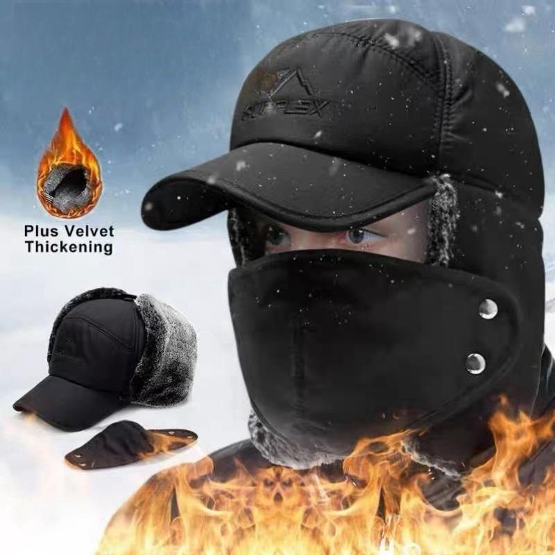 Winter Essentials Warm Hat, Thicken Faux Fur Outdoor Sports Hat with Removable Face Mask, Outdoor Sports Accessories for Skiing Skating Climbing Cycling, Christmas Gift, Sports & Outdoor Hats winter essential