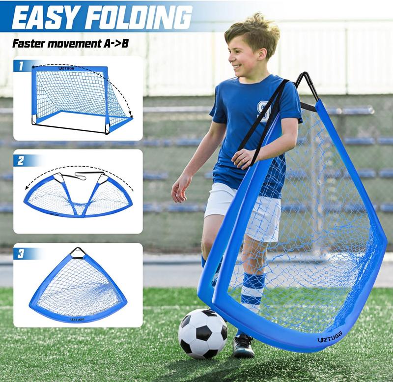 Soccer Goal  Portable Pop Up Soccer Nets, Soccer Goals Set with Soccer Ball and Ball Pump, 2 Pack 6' x 4' Soccer Goal Training Equipment, Perfect for Games  Practice,Portable Folding Youth Soccer Nets for Youth Toddler,Best Christmas Gift