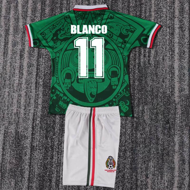 1998 Mexico Home Quick Dry Breathable Green Soccer Jersey Set