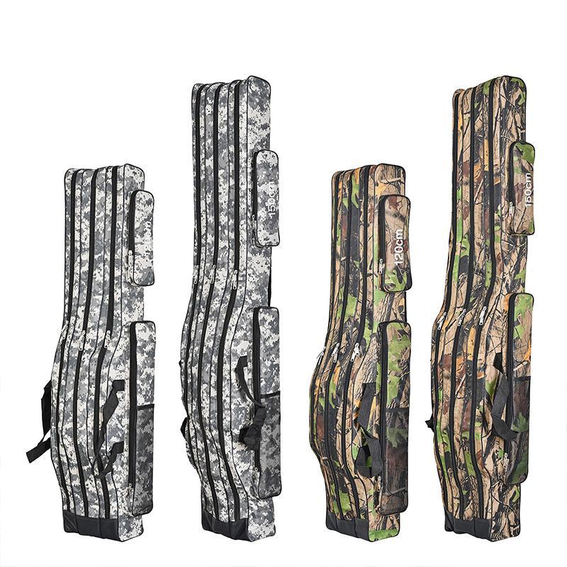 Foldable Fishing Rod Bag, Portable Large Capacity Fishing Rod Storage Bag, Waterproof Camouflage Travel Carry Bag, Fishing Accessories