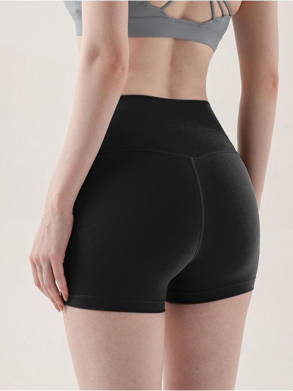 Women's Solid High Waist Sports Shorts, Breathable Comfortable Seamless Skinny Shorts, High Stretch Yoga Shorts, Ladies Sportswear for Indoor Outdoor Wear