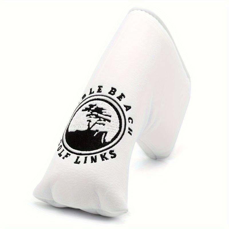 Embroidered Golf Putter Cover, 1 Count Durable PU Leather L-shaped Design Golf Club Head Cover, Protects Clubhead from Damage