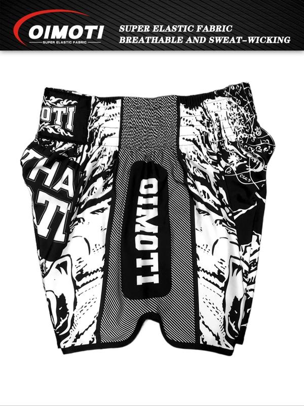 Men's All Over Print Boxing Sports Shorts, Breathable Quick Drying Elastic Waist Sports Shorts, Casual Comfy Men's Sports Bottoms for Gym Workout Running