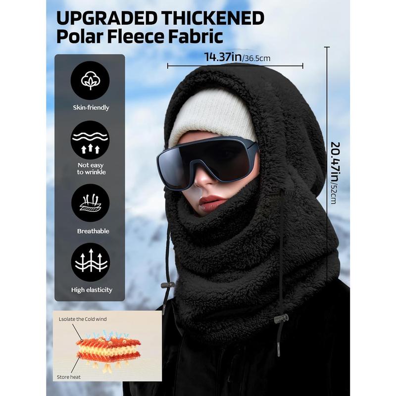 Balaclava Winter Ski Mask for Men Women, Fleece Face Mask Women Hat Neck Windproof Hooded Scarf Cold Weather Warm Face Cover