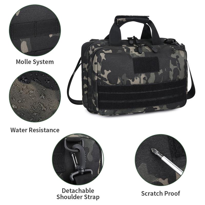 Tactical Gun Range Bag Nylon Padded Handgun Pistol Case with Magazine Storage