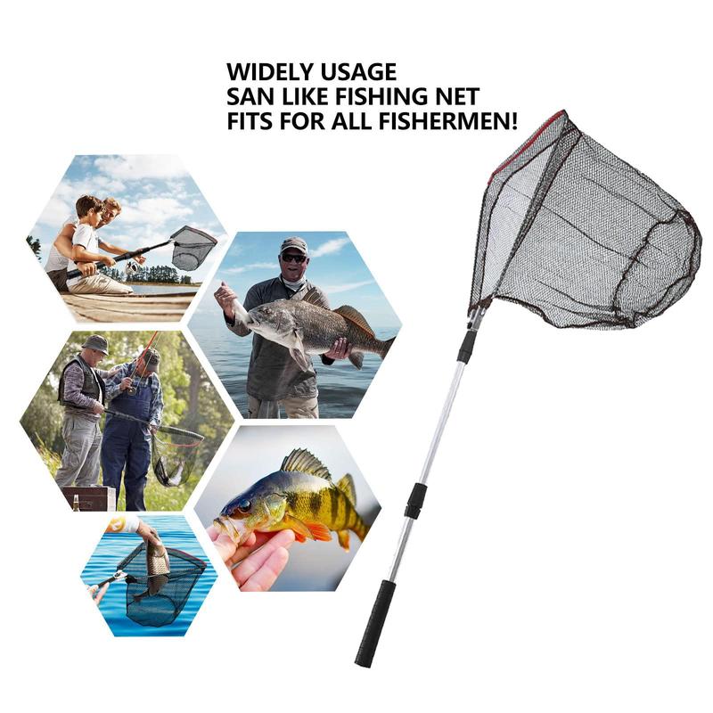 Folding Manual Fishing Net With Aluminum Alloy Handle, 1 Count Triangular Fish Landing Net, Adjustable Collapsible Telescopic Fishing Landing Net, Fishing Gear, Flyfishing, Fishing Equipment, Christmas Gift