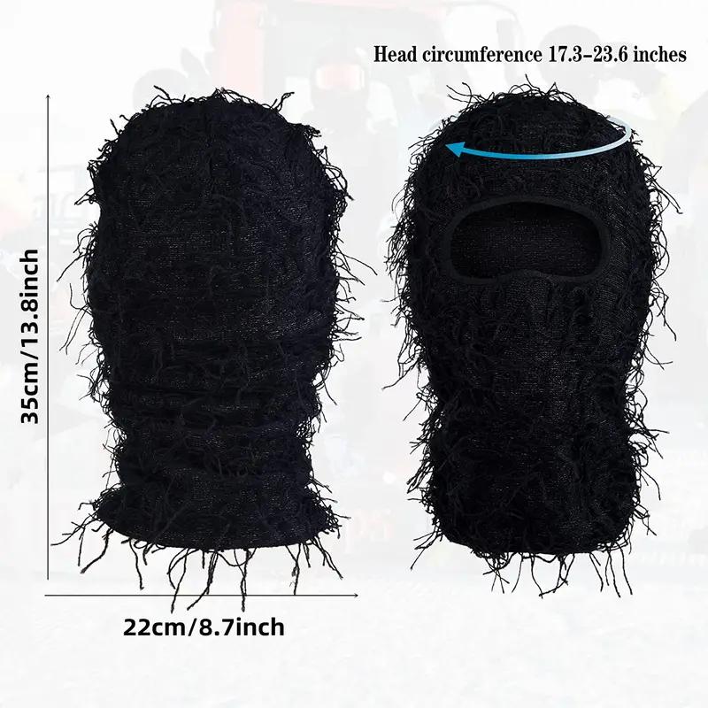 Distressed Balaclava Ski Mask, Shiesty Yeat Airsoft Custom Camo Knitted Face Mask for Men Women