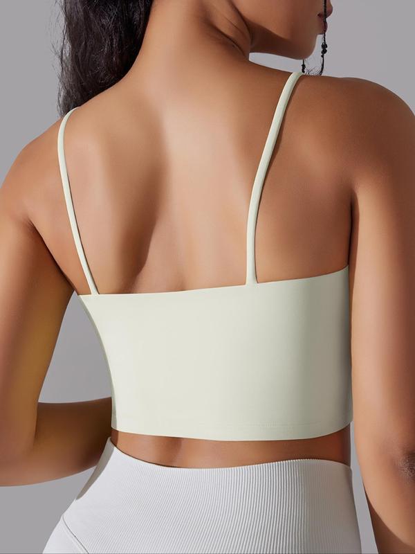 Women's Solid Backless Crop Sports Bra, Breathable Comfortable Sports Bra, Ladies Sportswear for Indoor Outdoor Wear