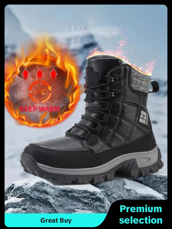 Men's Tactical Hiking Boots, Wear-resistant Non-slip Snow Boot, Winter Outdoor Camping Trekking Shoes, Warm Ankle Snow Boots