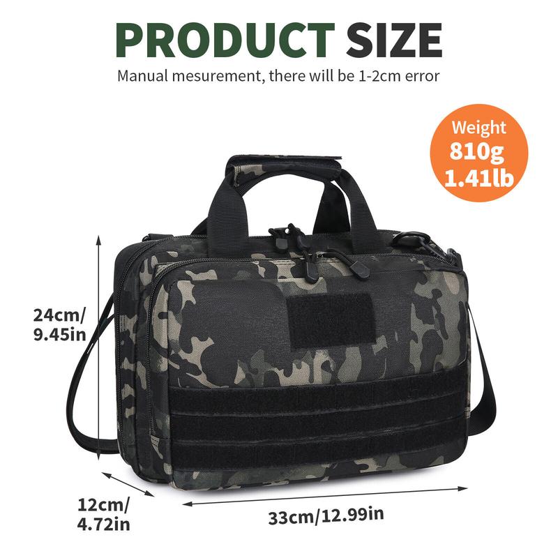 Tactical Gun Range Bag Nylon Padded Handgun Pistol Case with Magazine Storage