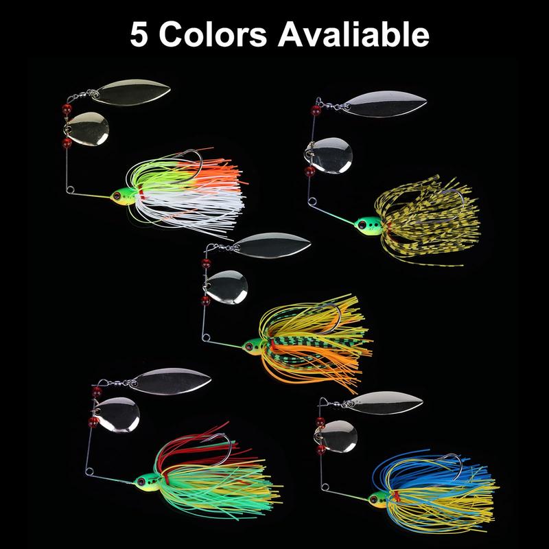 Fishing Lure Spinner Baits Kit, 10 15pcs Hard Soft Buzzbait Lures Spinner Lures Fishing Lure Set, Topwater Fishing Lure Saltwater Freshwater for Bass, Fishing Equipment