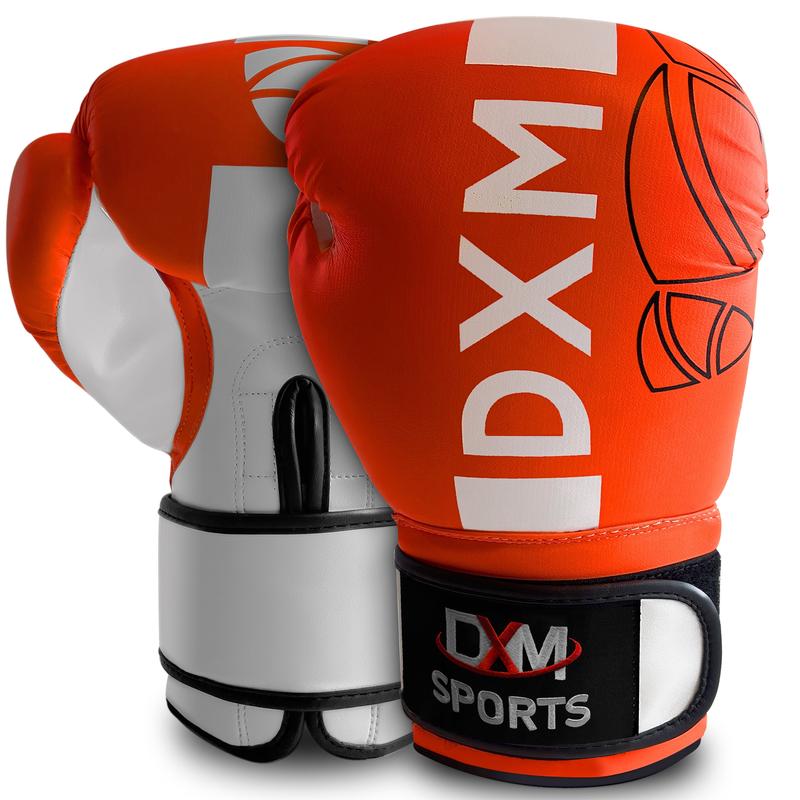 DXM Premium Boxing Gloves for Men & Women - Orange & White