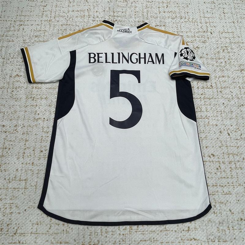 Soccer Jersey Fans Version Home kit Bellingham #5 White Short Sleeves Madrid