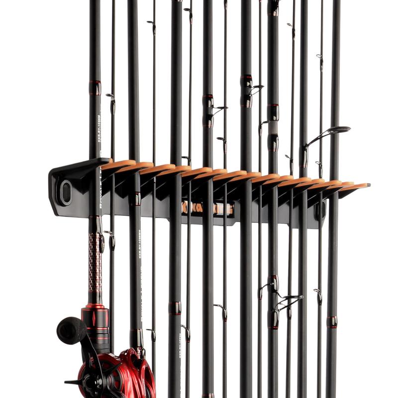 KastKing Patented V15 Vertical Fishing Rod Holder – Wall Mounted Fishing Rod Rack, Store 15 Rods or Fishing Rod Combos in 17.25 Inches, Great Fishing Pole Holder and Rack