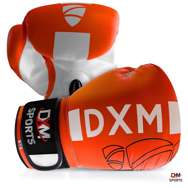 DXM Premium Boxing Gloves for Men & Women - Orange & White