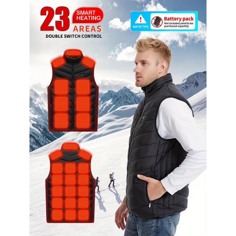 Men'S Outdoor Vest, Men'S Heated Running Vest - 23 Heating Zones, USB Rechargeable Warm Heating Clothes, Warm Fall Winter Vest, (Batteries Not Included)