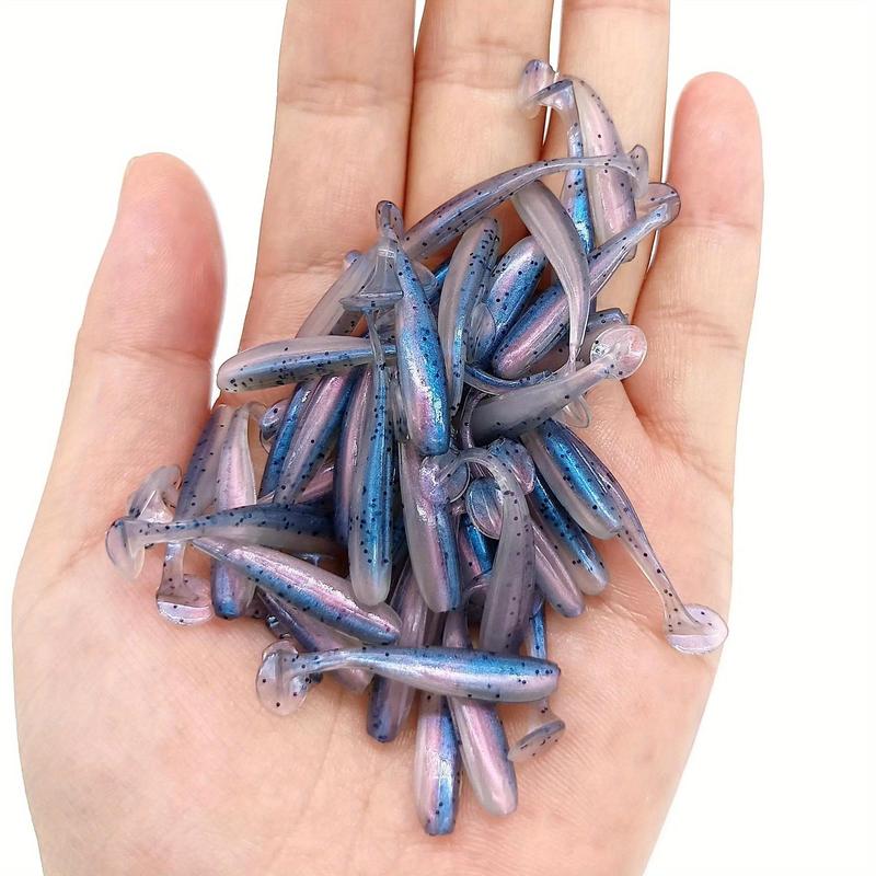 Artificial Fishing Lure, 10pcs T-tail Worm Lure, Small Artificial Bait, Jig Wobblers Bass Pike Fishing Tackle, Outdoor Fishing Accessories