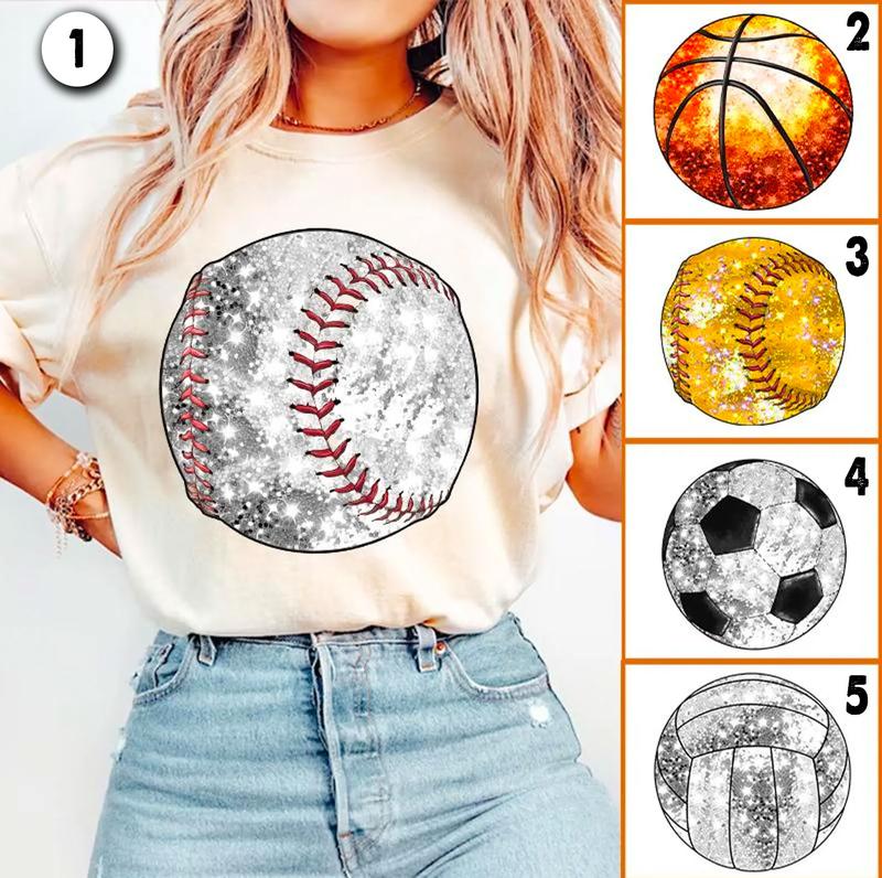 Bundle Graphic Printed Sport Game Day Shirt, Sports Coquette Bow, Disco Ball, Basketball, Softball, Baseball, School Team, Full Sizes, Full Colors, Cotton Round Neck Tee