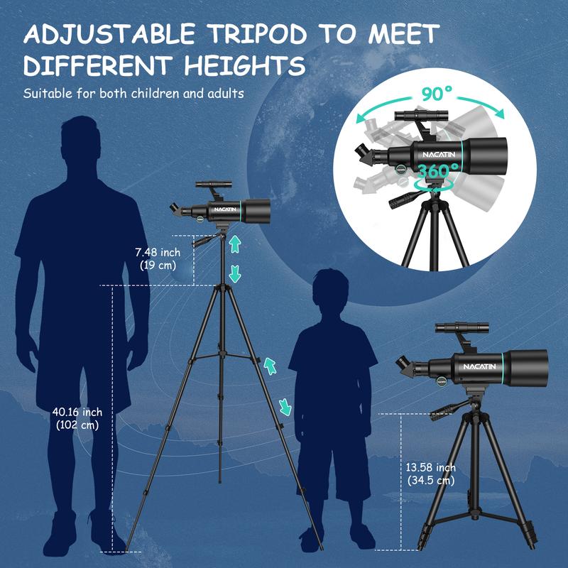 NACATIN Telescope - 70mm Aperture Refractor Telescope 300mm Focal Length with 15x-150x Magnification for Astronomy Beginners