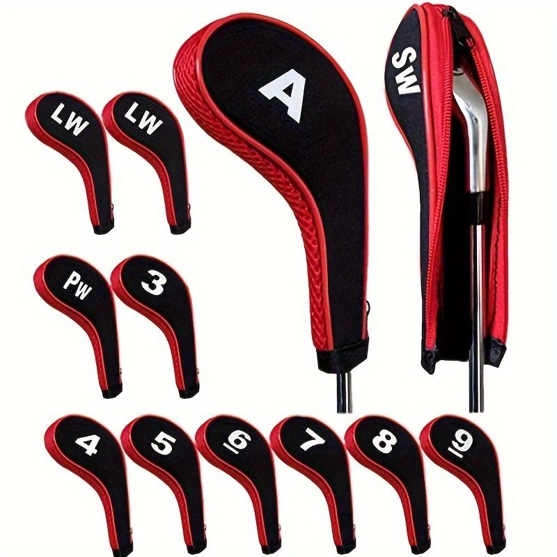 12pcs set Stylish Numbered Golf Iron Club Head Covers with Zipper - Premium Golf Accessories for Club Protection - Durable, Water-Resistant, and Easy to Use