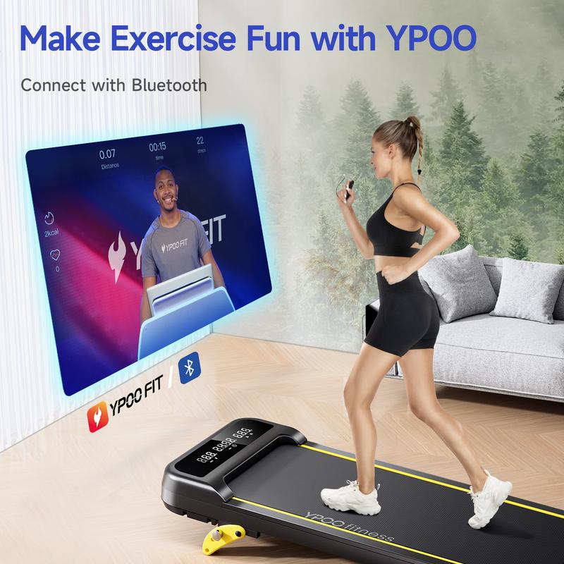 YPOO Incline Walking Pad Under Desk Treadmill for Home Office Portable Treadmill with Remote Control in 3 Windows LED Display Easy Mobility(5 Year Warranty)