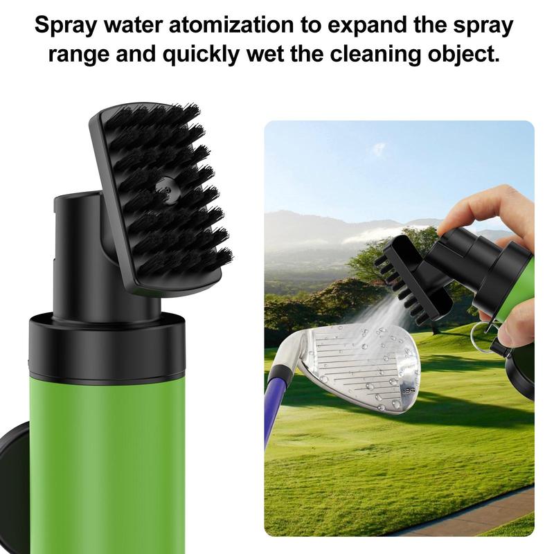 Golf Clubs Cleaning Water Brush, Forward & Inverted Dual Angle Golf Spray Brush, Golf Club Groove Cleaner Brush with Retractable Climbing Hook