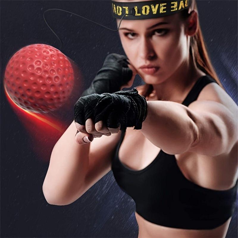 Boxing Training Ball with Headband(Random Color Rope), Head-mounted Speed Ball for Reaction, Agility and Speed Training, Boxing Accessories