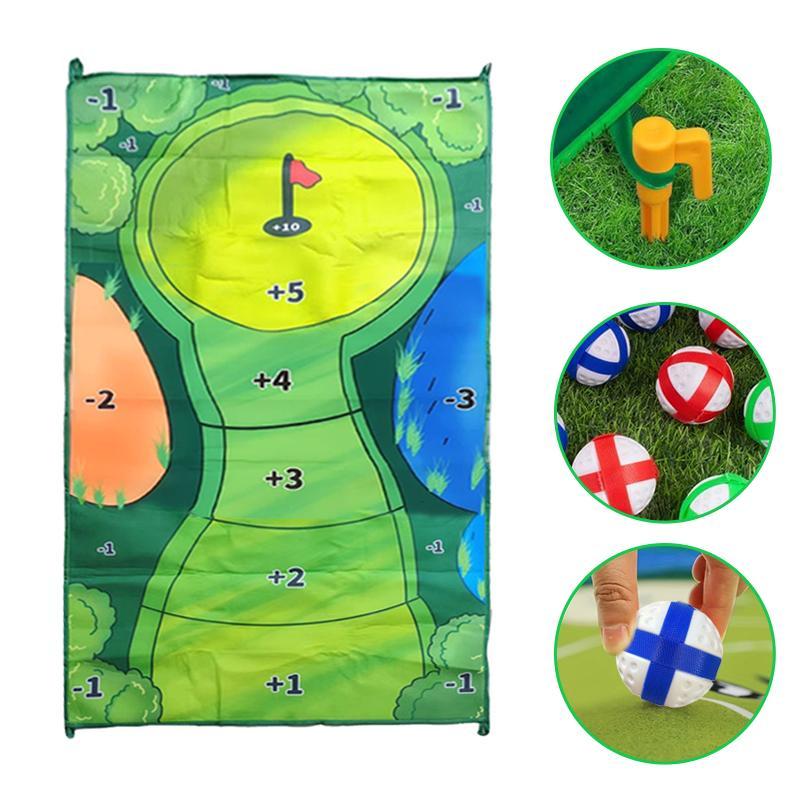 Golf Game Set, 1 Set Golf Putting Game Mat with Golf Balls & Golf Tees & Storage Bag, Golf Training Aid for Indoor & Outdoor, Golf Training Equipment