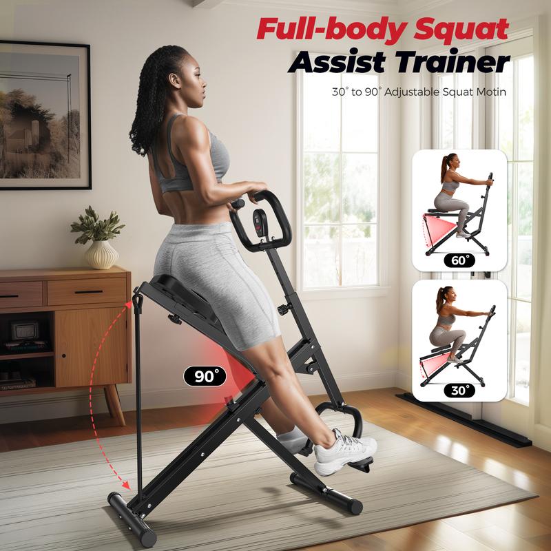 FEIERDUN Squat Machine for Home, Squat Rowing Machine for Glute Trainer, 3 Adjustable Resistance Levels, Foldable & Easy Setup, Full Body Workout Home Gym, 330 LBS Capacity