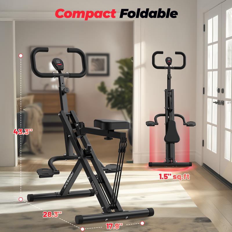 FEIERDUN Squat Machine for Home, Squat Rowing Machine for Glute Trainer, 3 Adjustable Resistance Levels, Foldable & Easy Setup, Full Body Workout Home Gym, 330 LBS Capacity