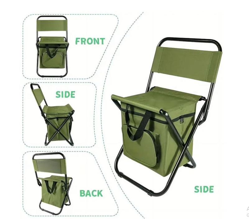 GVDV Backpack Cooler Chair Fishing Chairs with Backrest Folding Camping Stool Compact for Outdoors Hiking Hunting Travel, Supports 440 lbs