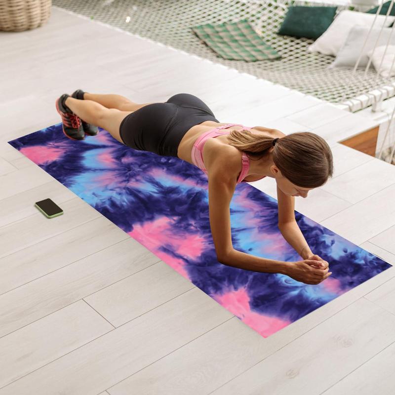 Tie-dye Printing Yoga Mat Towel, 1 Count Breathable & Fast Drying Yoga Towel, Portable Yoga Mat Towel for Home Gym Workout