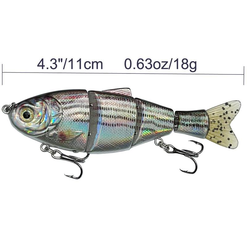 4-section Laser Fishing Lure, Artificial Fishing Bait with Hook, Lifelike Fishing Gear, Outdoor Fishing Accessories