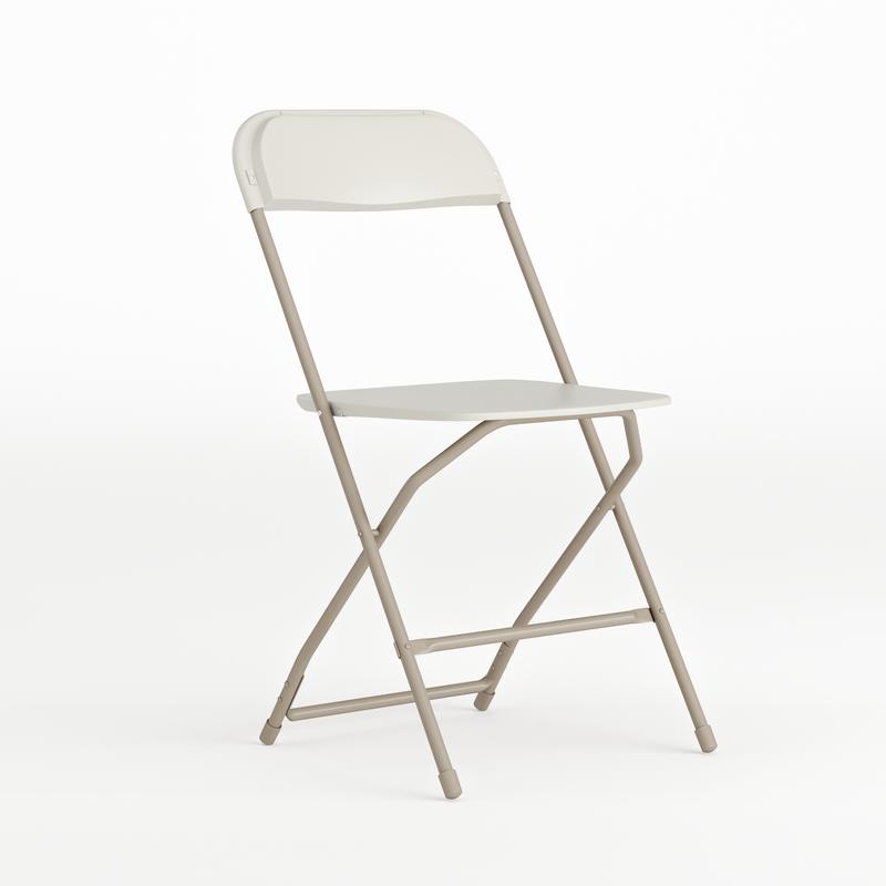 Hercules Series Plastic Folding Chair - Beige - 650LB Weight Capacity Comfortable Event Chair - Lightweight Folding Chair -