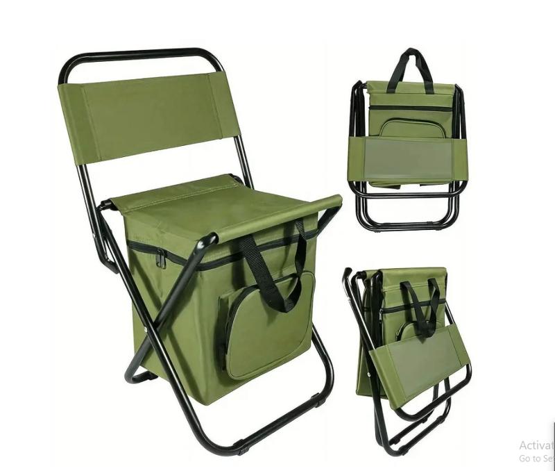 GVDV Backpack Cooler Chair Fishing Chairs with Backrest Folding Camping Stool Compact for Outdoors Hiking Hunting Travel, Supports 440 lbs