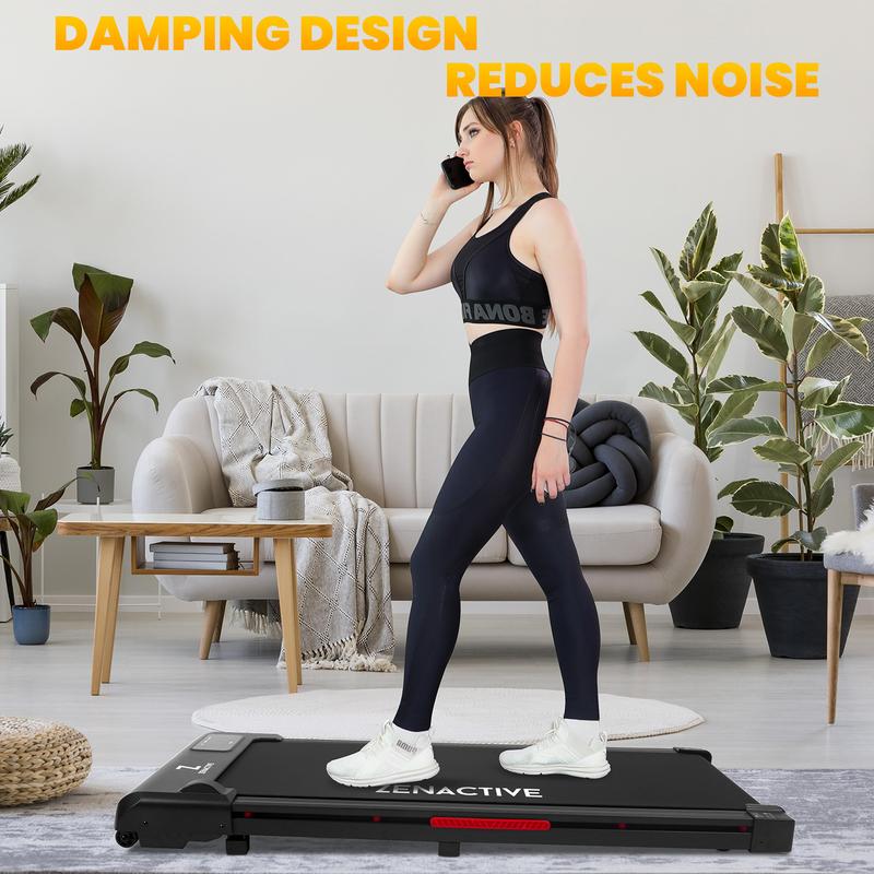 ZenActive Cushioned Walking Pad Shock-absorbing Walking Pad with Low Noise, Under Desk Cushioned Low Noise Treadmill, Cushioned  Walking Treadmill 2 in 1 for Home Office with Remote Control, Portable Treadmill Cushioned Treadmill Black