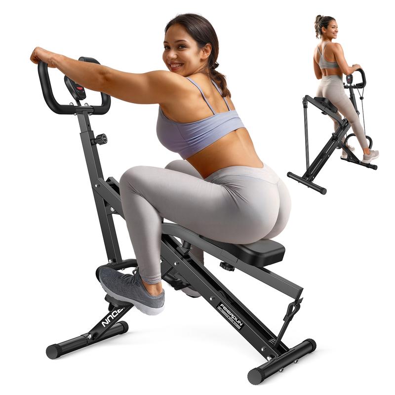 FEIERDUN Squat Machine for Home, Squat Rowing Machine for Glute Trainer, 3 Adjustable Resistance Levels, Foldable & Easy Setup, Full Body Workout Home Gym, 330 LBS Capacity