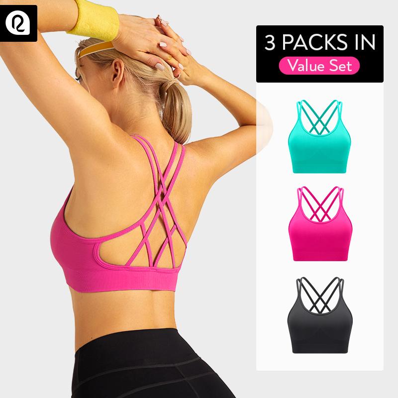 RUNNING GIRL Sports Bra for Women,Padded Strappy Sexy  Sports Bra with Removable Cups Medium Support Workout Yoga Gym Bra