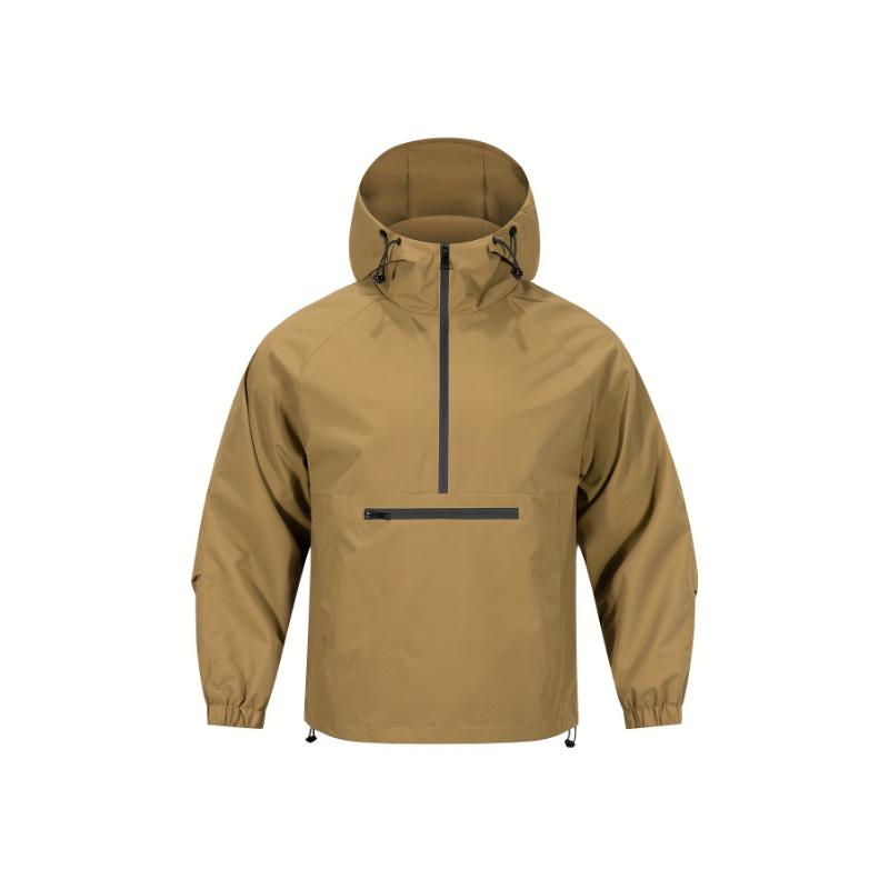 Elevate Your Outdoor Style: Breathable Men's Hooded Sports Jacket - Versatile Half-Zip Windbreaker for Spring Fall