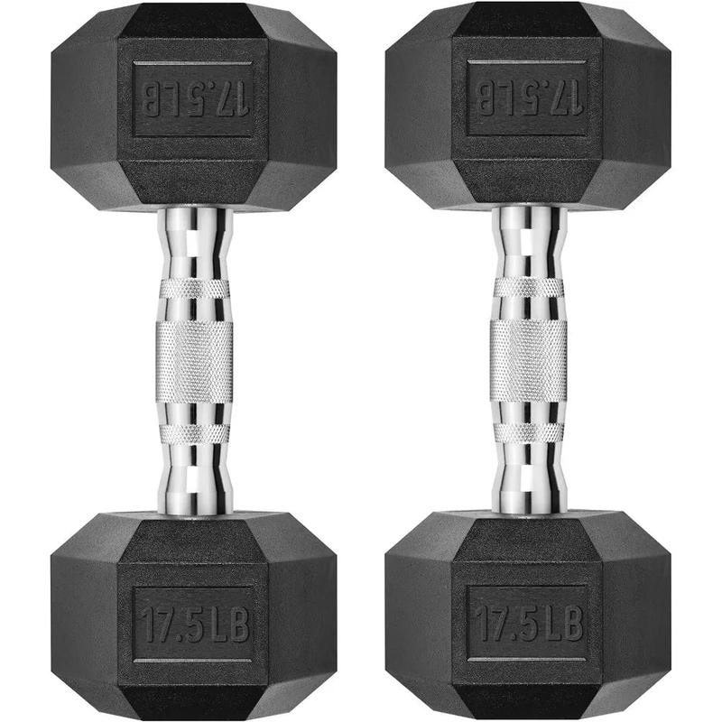 Hex Dumbbell - Rubber Encased Strength Training Hand Weights for Workout & Exercise