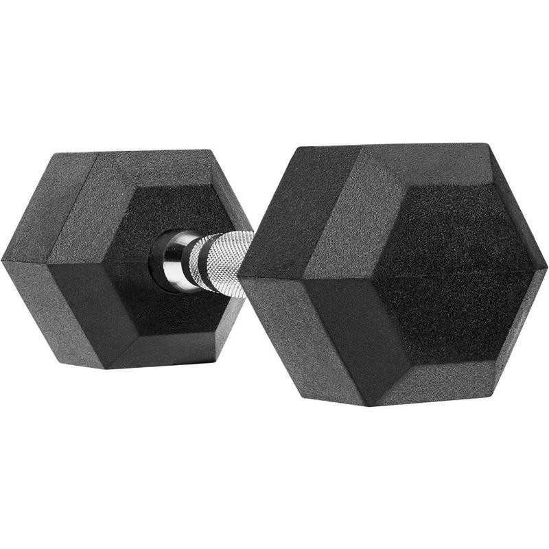 Hex Dumbbell - Rubber Encased Strength Training Hand Weights for Workout & Exercise